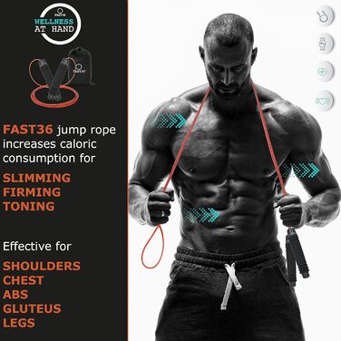Стрибкове канат FAST36 для дорослих: професійний, регульований, з м'якими ручками та підшипниками. Ідеально для фітнесу, боксу та схуднення. Чорний.