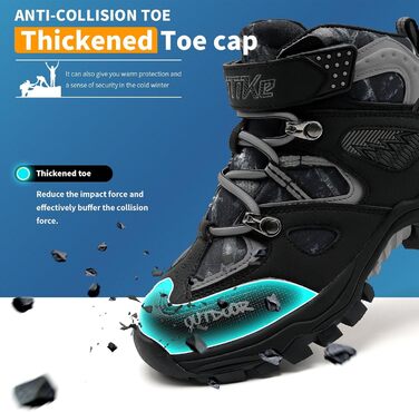 Дитячі зимові черевики Elaphurus: теплі, зручні для ходьби та трекінгу (40 EU, камуфляж чорний)