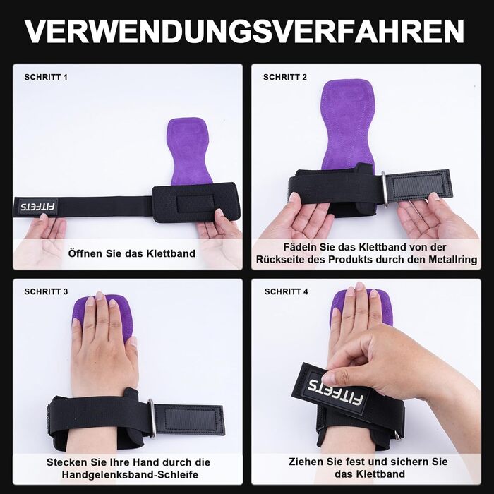 Лідши для важкої атлетики Zughilfen: шкіряні ремені для тренувань, бодібілдингу, пауерліфтингу та фітнесу (фіолетовий)