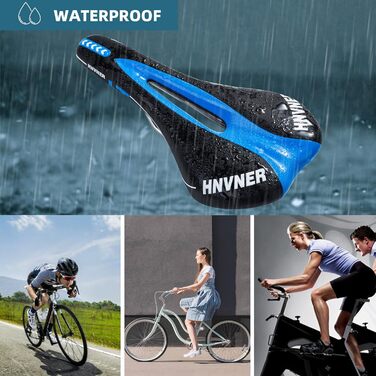 Комфортний сідло для велосипеда: ергономічне, Hohl, для міських велосипедів, шосе, MTB (280x140x55 мм, PU, чорний/синій)