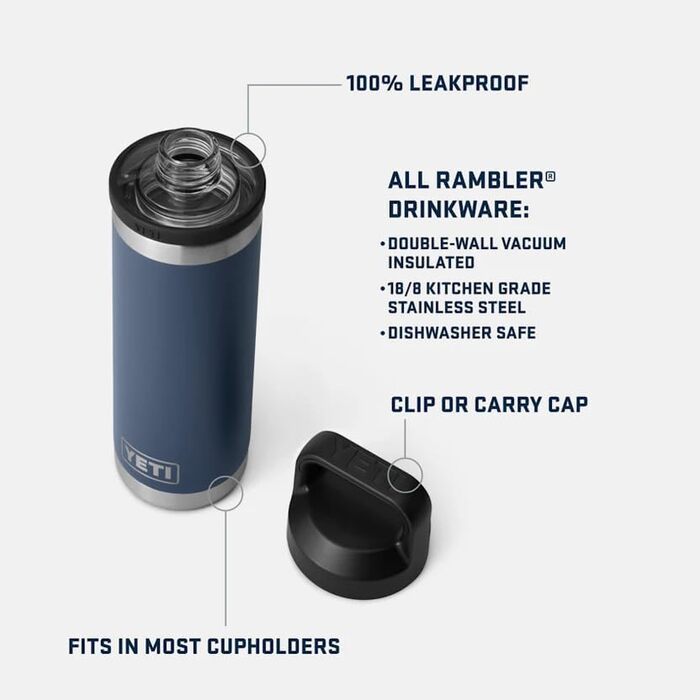 Термобутилка YETI Rambler з кришкою Chug, чорна, 532 мл