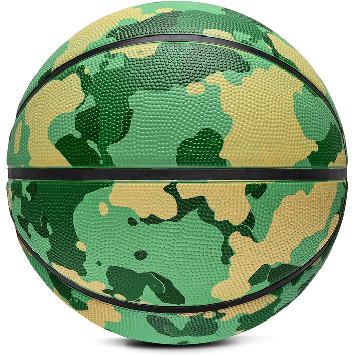 Баскетбольний м'яч Jicsetk, розмір 5/7, дитячий, для гри в приміщенні та на вулиці (камуфляжний, зелений)