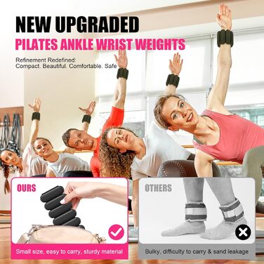 Набір обтяжень для зап'ястя та щиколотки (2 шт, по 0,5 кг) для фітнесу, йоги, танців, пілатесу, ходьби (чорний)