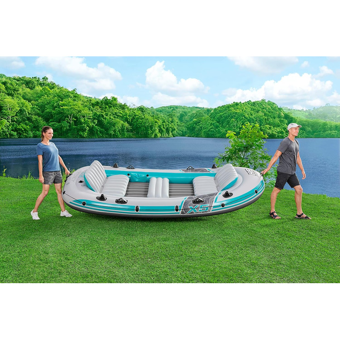 Надувний човен Bestway Hydro-Force Adventure Elite X5, 5-місний, з насосом, веслами, сидіннями, сумкою для речей та чохлом
