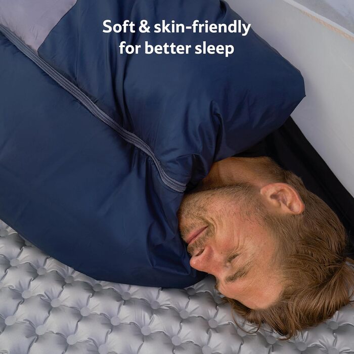 Спальний мішок Naturehike Ultraleicht – ультралегкий, 680/760g, для 3 сезонів, 190x75/205x85cm, для походів, рюкзаків, кемпінгу, комфортна температура 15°C (Димно-синій/Світло-синій)