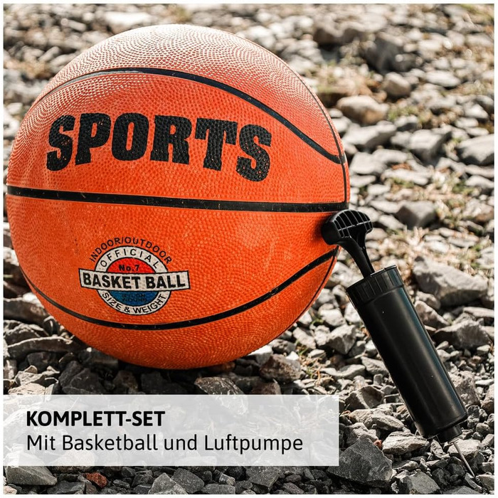 Баскетбольне кільце з регульованою висотою 1.5-3.05м Dönges - Комплект з м'ячем та насосом - Вуличне/Приміщення - Міцна, стійка до погодних умов - Для дітей та дорослих