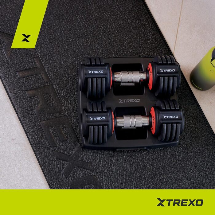 Набір гантелей TREXO регульований 2x5.75 кг зі сталі з неслизькими ручками. Ідеально для силових тренувань вдома та у фітнес-залі. Набір гантелей, короткі гантелі зі стійким підставою