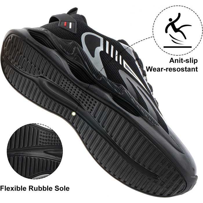 Чоловічі кросівки для бігу Hitmars: спортивні, дихаючі, з амортизацією, розмір 39-47 EU, чорний колір