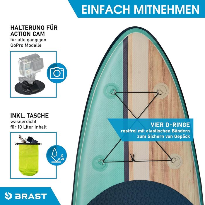 Надувна SUP дошка BRAST Shark 300-320 см, комплект із веслом 2в1, сидінням для каяка, тримачем для камери, насосом, рюкзаком, 5 років гарантії
