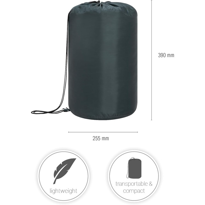 Спальний мішок Paco Home для дорослих та дітей: комфортний, дихаючий, для кемпінгу та подорожей (220x70x6 см, Антрацит)