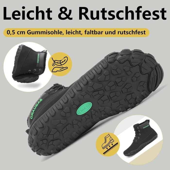 Чоловічі зимові шкарпетки-черевики SAGUARO з широкою носовою коробкою, водонепроникні, розмір 36-48 (47 EU, чорний)