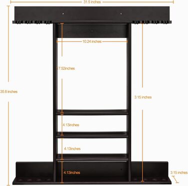 Стенд для київ та м'ячів для більярдного столу, бамбуковий, на 8 київ, з набором куль, органайзер для більярдного залу або клубу, темно-коричневий