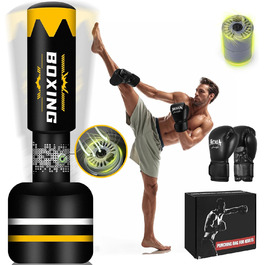 Стенд-боксерський мішок для дорослих з автоматичною помпою, 175 см, важке боксерське обладнання з рукавичками 340 г, для тренувань, MMA, Муай Тай, фітнесу, кікбоксингу