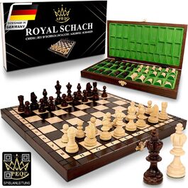 APEQi® ROYAL Шахи з масиву дерева 34,5x34,5 см, складана шахова дошка з фігурами, преміум якість, для підлітків і дорослих, подарунок, коричнево-бежевий