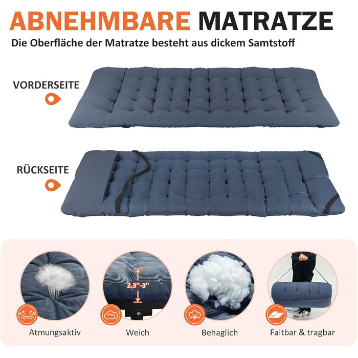 Кемпінгове ліжко Atorpok SHOP: складне, розкладне, для відпочинку на природі, з кишенею, до 200 кг, блакитне