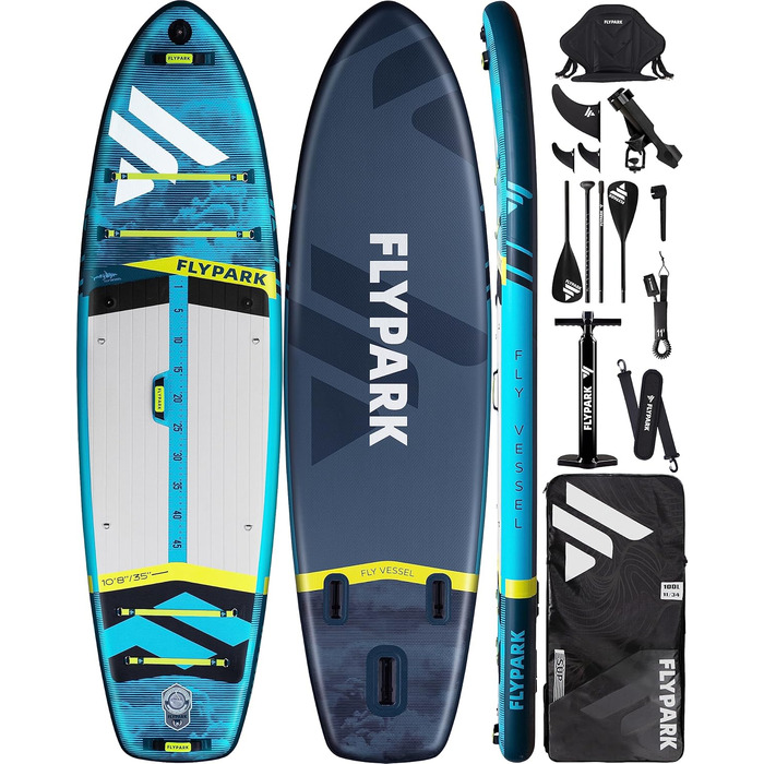 Надувна SUP-дошка Flypark Fishing&Family 3,5 м, 195 кг, з камеротримачем і ременем, екстра широка, для риболовлі та сімейного відпочинку