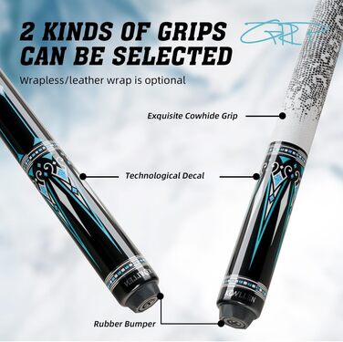 KONLLEN Billardqueue з карбону, 58 дюймів, професійний биль для більярду для дорослих, повна карбонова технологія, мінімальне відхилення, биль з наконечником 12,5 мм (Pro Taper, ультрагладкий) (KL-15WBF)