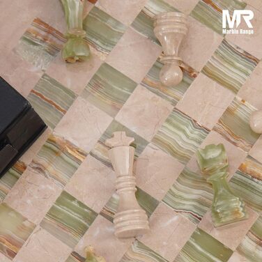 Шаховий набір з мармуру для дорослих, ручної роботи, з дошками Verona & Green Onyx, 32 фігури, 2 додаткові королеви, коробка для зберігання, розкішна подорожня гра, елегантний подарунок для дому