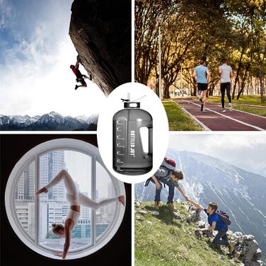 Пляшка для води Acxilexy 2,5 л з трубочкою, BPA-Free, пластикова, з таймерами, для спорту, офісу, дому, герметична