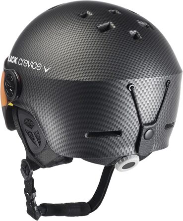 Шолом гірськолижний BLACK CREVICE Gstaad з візором (чоловічий/жіночий) | Полікарбонат, дихаючий, регульований 51-53 см | Чорний/Помаранчевий
