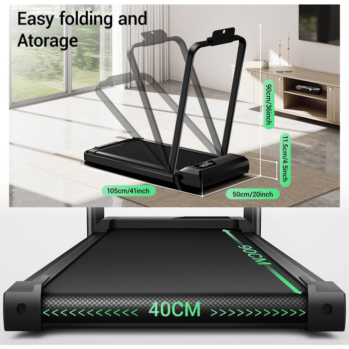 Біговий тренажер для дому складний, 12 км/год, з нахилом 15%, Walking Pad, максимальне навантаження 136 кг