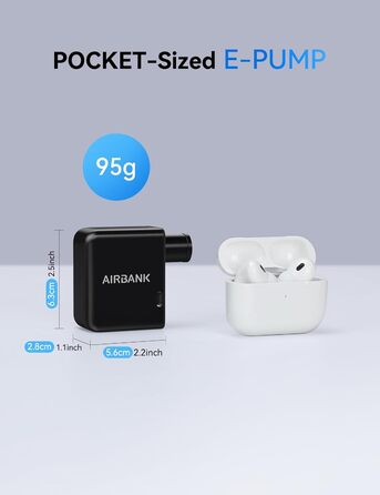 Електрична велосипедна міні-помпа AIRBANK Pocket, акумуляторна, 300 мАг, 100 PSI, компактний компресор для всіх типів велосипедів
