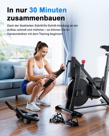 Велотренажер з регульованим магнітним опором, ергометр для дому, фітнес-велосипед 136 кг з тримачем для планшета, фітнес-велосипед з додатком, для дому та фітнес-студії, чорний