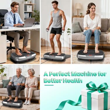 Віброплатформа для дому з подвійним мотором, 160 кг, для схуднення, тренування всього тіла та нарощування м'язів (Сірий)
