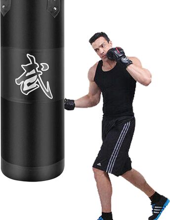 Боксерський мішок для підвішування (без наповнення) для MMA, Муай Тай, кікбоксингу. Комплект з міцною сталевою ланцюгом та чорним боксерським мішком + боксерські рукавички