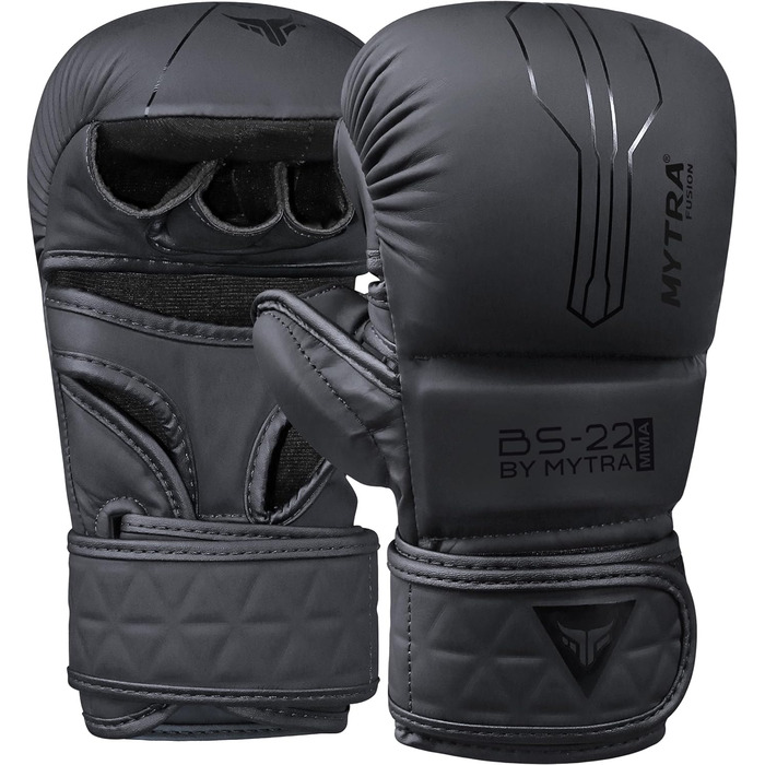MMA рукавички Mytra Fusion для чоловіків та жінок, спаринг, відкрита дихаюча долоня, для кікбоксингу, греплінгу, кліткового бою, бойових мистецтв, розмір L-XL, чорні