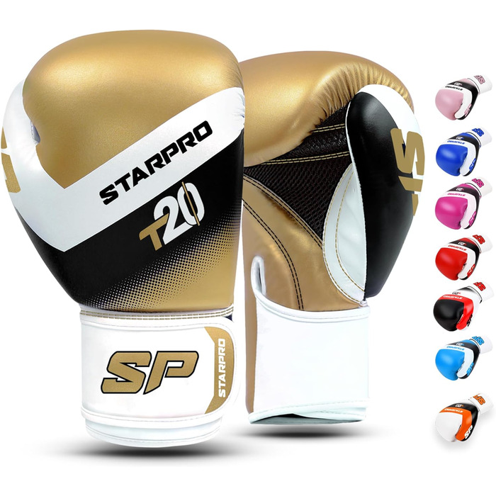 Боксерські рукавички Starpro 14 oz золоті для сильних ударів, чоловічі та жіночі, для боксу і тренувань