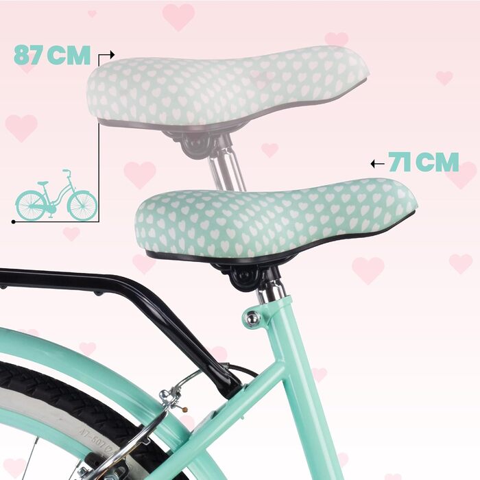 Дівчачий велосипед Sun Baby 20 дюймів, 6 швидкостей Shimano, для дітей 6-10 років, біло-золотий, Heart Bike
