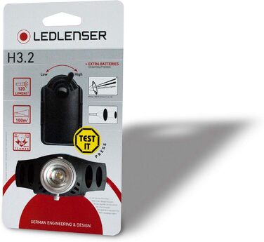 Ліхтар на лоб Ledlenser H3.2: акумуляторний, 600 люмен, регульований фокус, 120 годин роботи, червоне заднє світло, USB-зарядка