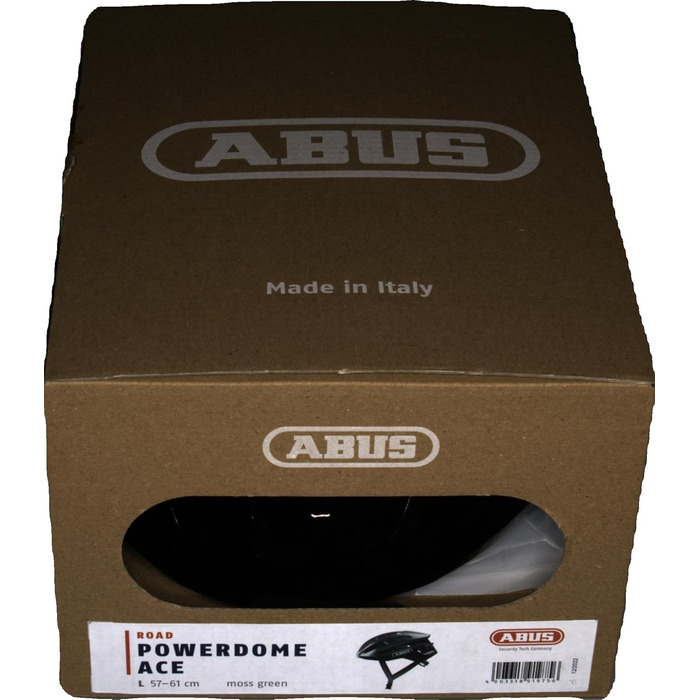 Велосипедний шолом ABUS PowerDome ACE зелений, з вентиляцією, для дорослих, розмір L (57-61 см), виробництво Італія