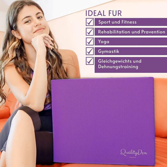 Килимок для балансу з м'якої піни, 44x34x5 см, фіолетовий. Покращує координацію та стабільність, зміцнює м'язи кора. З електронним посібником.