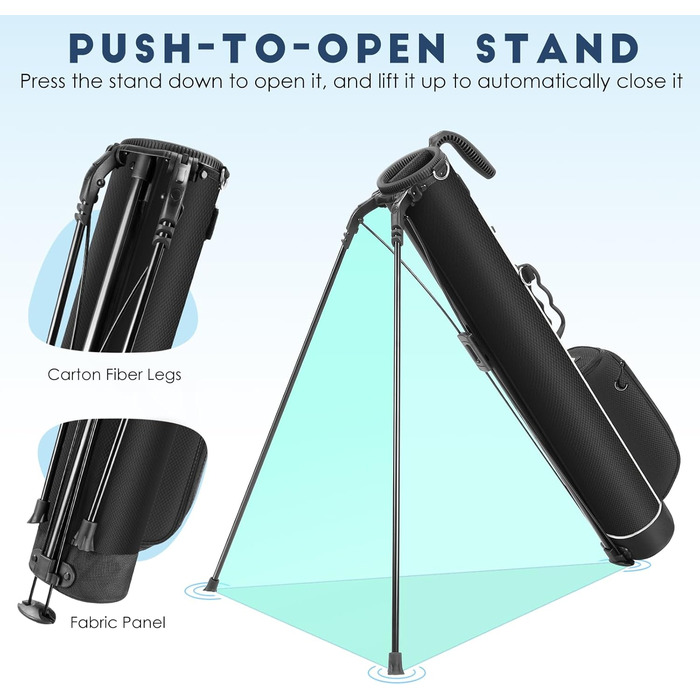 Сумка для гольфу Findway на штативі, з регульованими плечовими ременями, 2-х секційна, 2 кишені, легка, для чоловіків та жінок (Чорний)