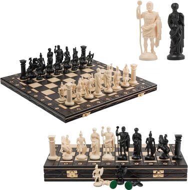 Шахи Master of Chess Black & White Edition, середньовічний стиль, дерев'яна дошка та пластикові фігури, для 2 гравців