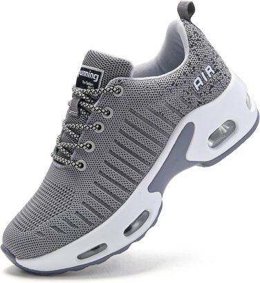 Жіночі кросівки для бігу з підтримкою склепіння стопи, повітряна подушка, комфортні снікерси чорно-білі (39 EU, сірий)