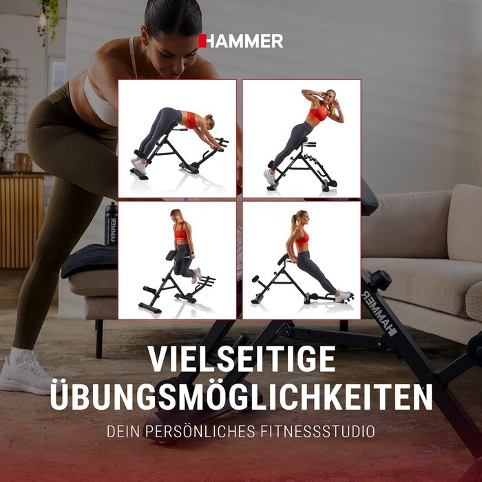 Тренажер для спини HAMMER Tricon – гіперекстензія, живіт, прес. Багатофункціональне обладнання для фітнесу