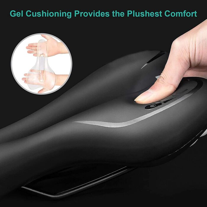 Гелевий велосипедний сідло з ергономічною порожнистою формою, амортизований туристичний сідло, комфортний, дихаючий, для BMX/шосе/горного велосипеда, чорний