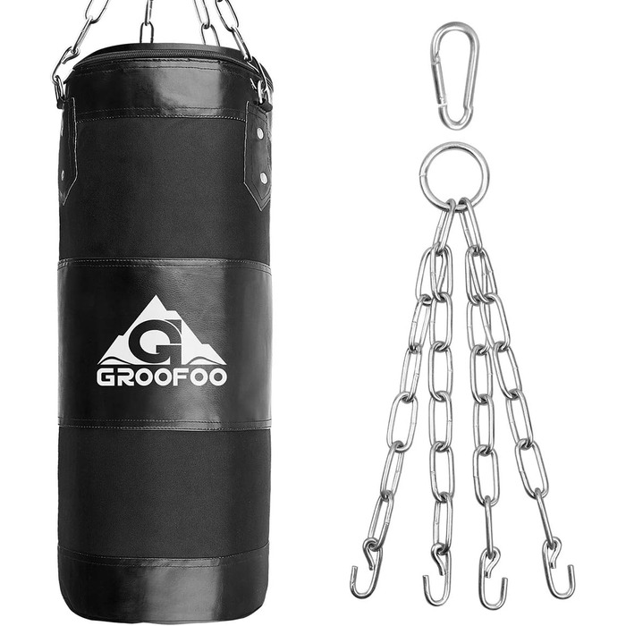 Боксерський мішок для дітей та дорослих GROOFOO, 100x33 см, чорний, Oxford, міцний, для боксу, MMA, Муай Тай, без наповнювача