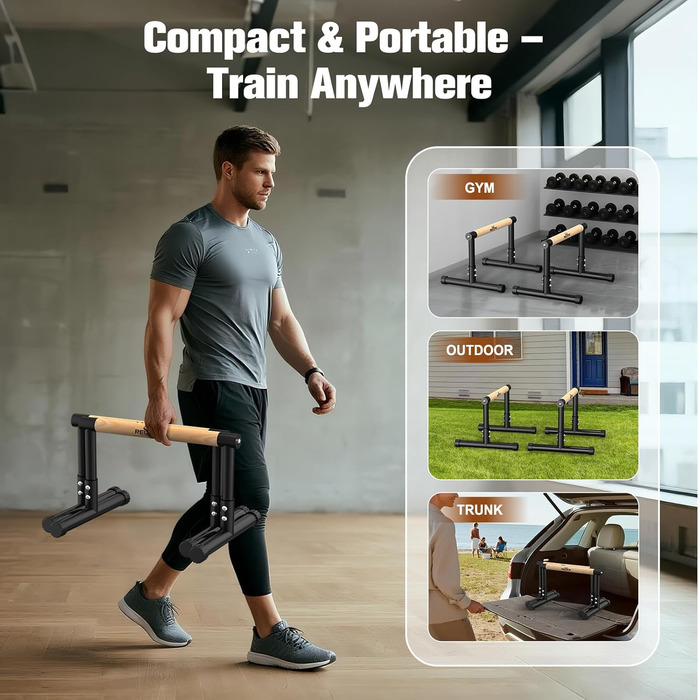 Стойка для віджимань та підтягувань RELIFE Calisthenics Black-3. Регульована висота, для занять вдома та в залі.