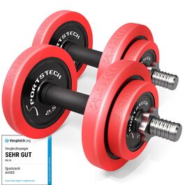 Sportstech 2в1 Набір гантелей з силіконовим покриттям, 20/30 кг, німецька якість, гантелі та штанга в одному, AH300