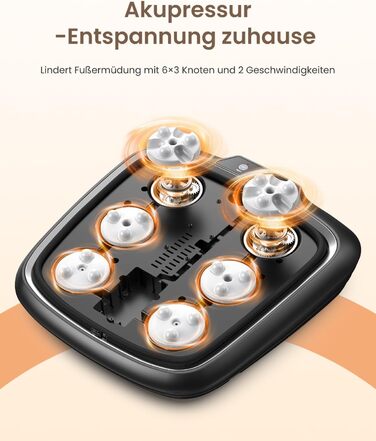Масажер для ніг RENPHO з підігрівом, Shiatsu, електричний, 18 масажних роликів, для фасціїту п'ят, подарунок для жінок та чоловіків, розмір до 47, FM062