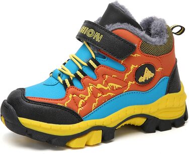 Зимові дитячі черевики для хлопчика: трекінгові, для хайкінгу, туристичні, водонепроникні, антиковзаючі, розмір 30-40 EU, зелені та помаранчеві