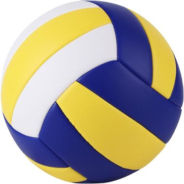 Волейбольний м'яч Perfeclan Standard 5 для залу, басейну, активного відпочинку. Синій, жовтий, з помпою