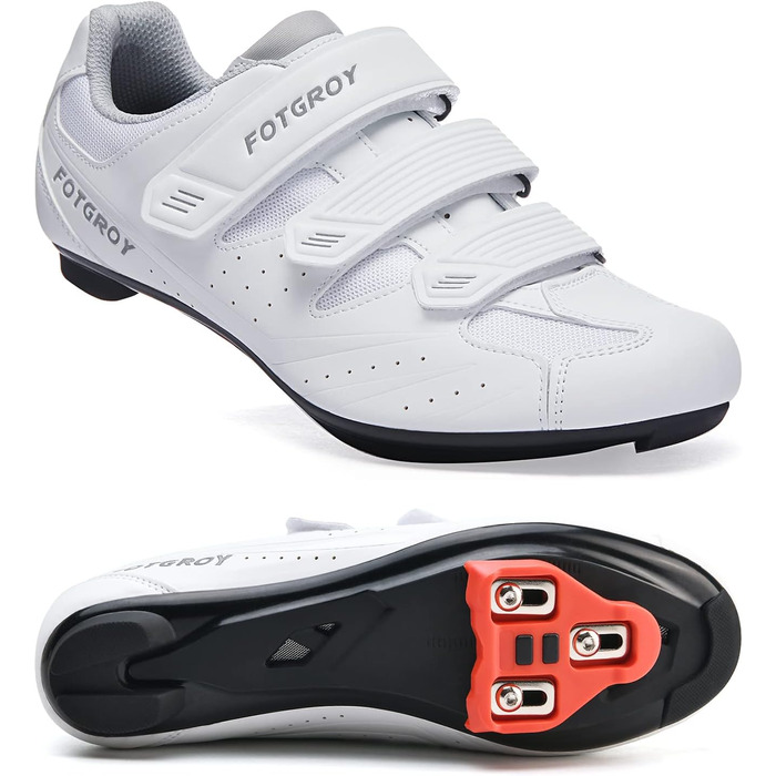 Велосипедні туфлі для жінок, шосейні велотуфлі з шипами, сумісні з Peloton SPD ARC Look Delta, унісекс, велотуфлі для занять фітнесом в приміщенні та на вулиці, 41 EU, білі