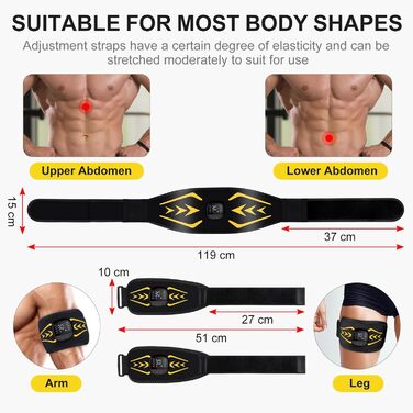 EMS тренажер для пресу Relassy: електричний, з 10 режимів та 30 інтенсивностей, USB, для живота, рук, ніг