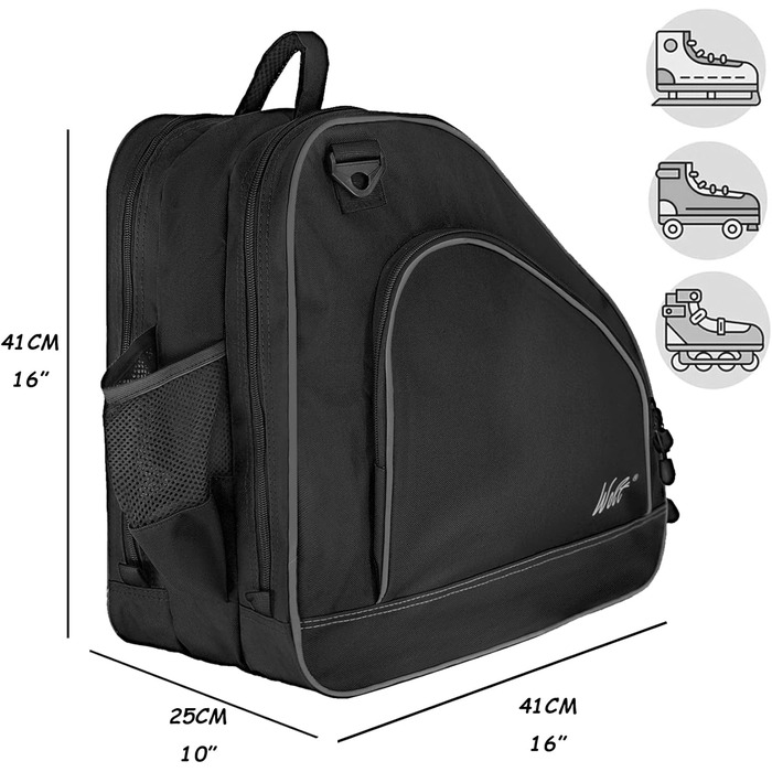 Сумка для ковзанів Wolt | Сумка для роликів та інлайнів | Зручна та стильна сумка на плече для дітей та дорослих, чорна