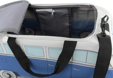 Сумка BRISA VW Retro-Sport у формі автобуса Volkswagen T1 Bulli, синьо-бежева, мала (50x25x26 см), через плече, для фітнесу
